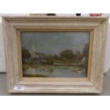 Early 20thC British School - a riverscape  oil on board  7" x 9"  framed