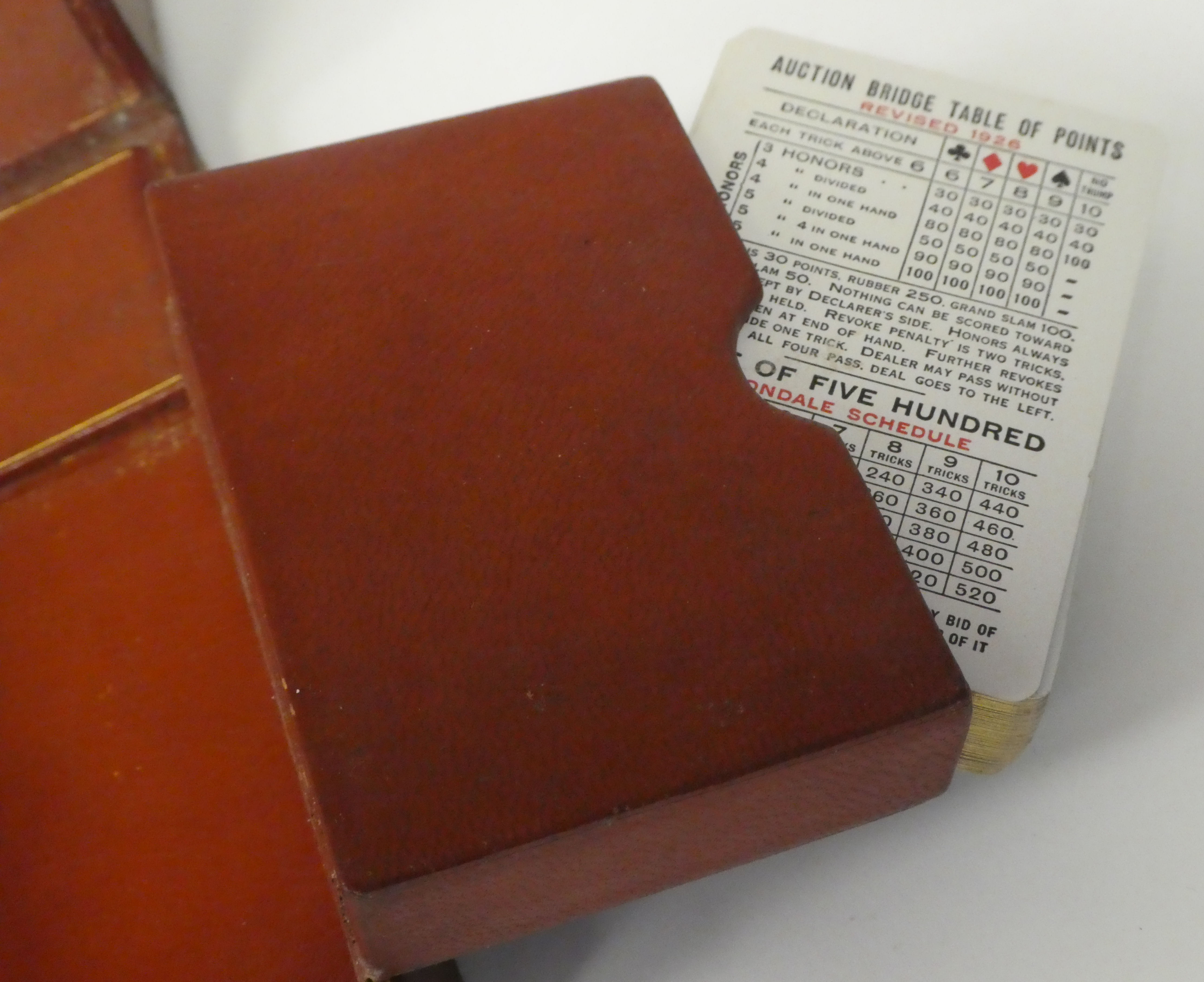 A Cartier Ltd, London gilded red and brown hide Bridge box, fashioned as a book with a fitted - Image 5 of 6