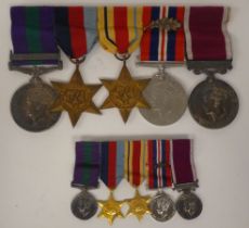 Five World War II British medals, on ribbons, comprising The Africa Star; The 1939/45 Star; For Long