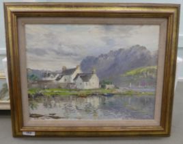 S M Robertson - 'Harbour Masters Cottage'  oil on board  bears a signature  7.5" x 10.5"  framed