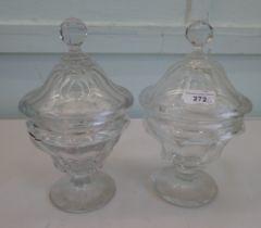 A pair of Thomas Webb crystal pedestal, lidded sweet jars  10"h