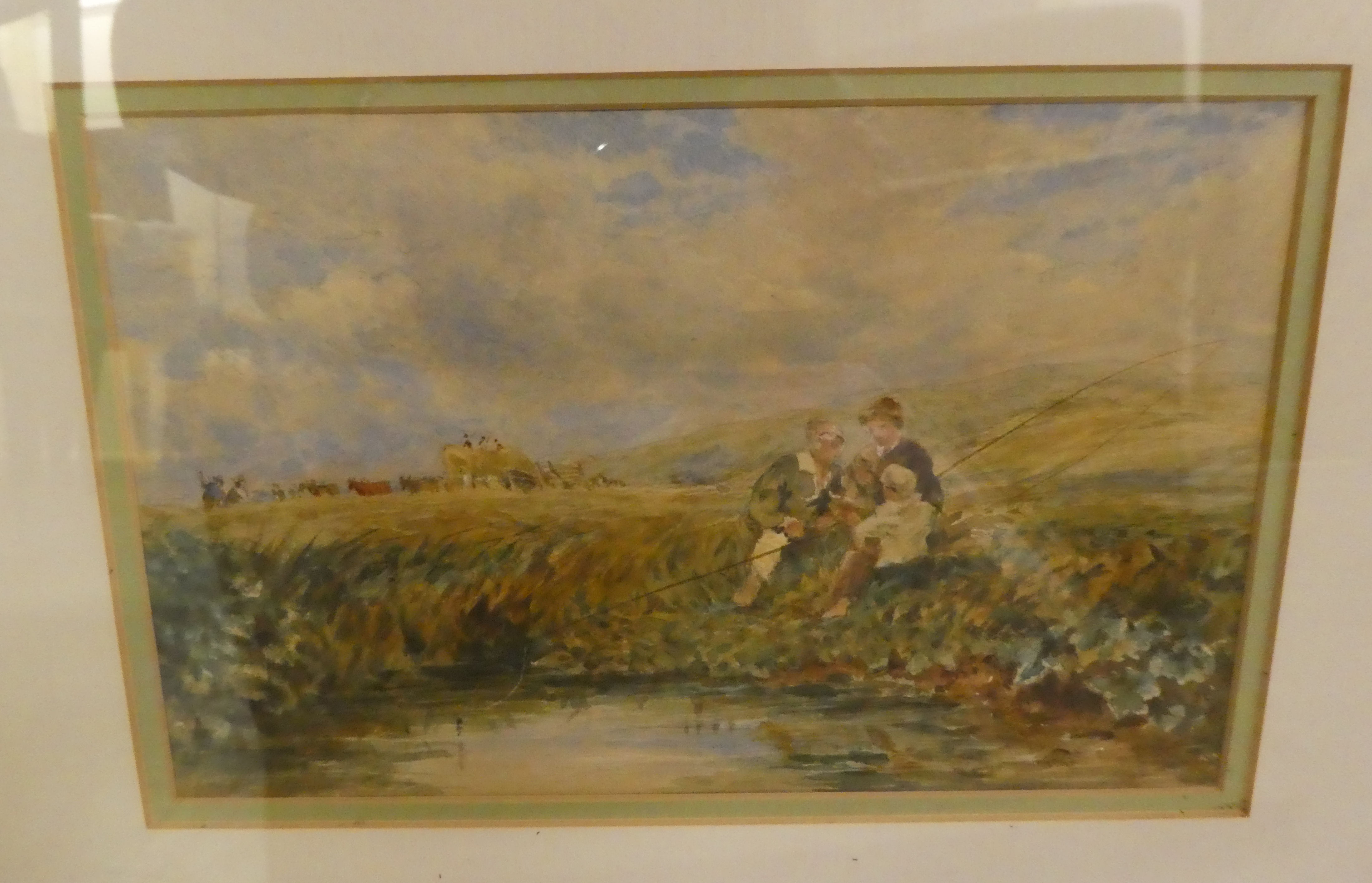 Four framed watercolours: to include E.Duncan - a hillside view  bears a signature & dated 1859 - Image 5 of 8