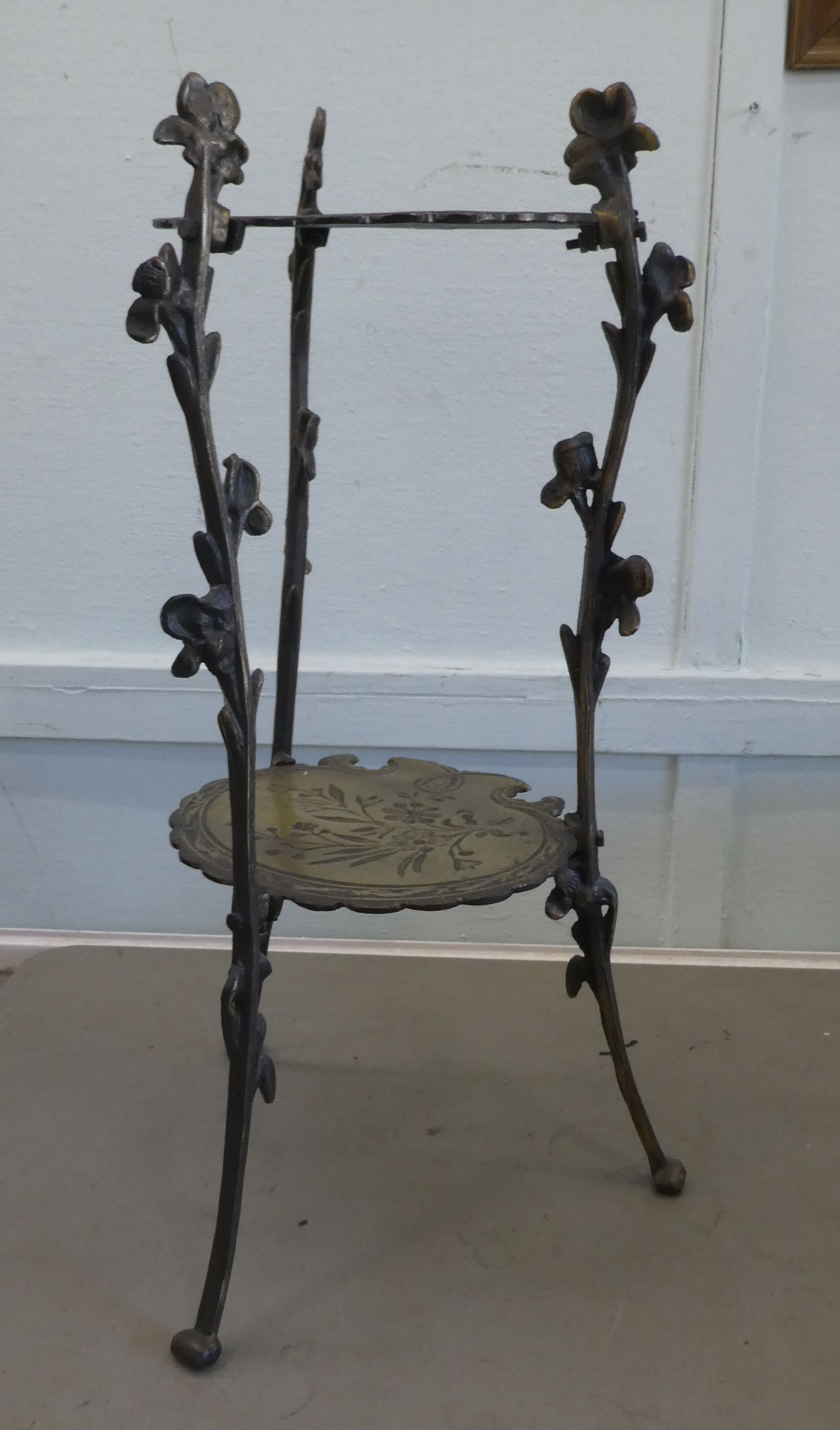 A modern cast iron and brass, two-tier cakestand  27"h - Image 4 of 4