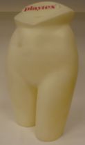 A vintage Playtex retailer's, opaque plastic display dummy, with provision for illumination  21"h