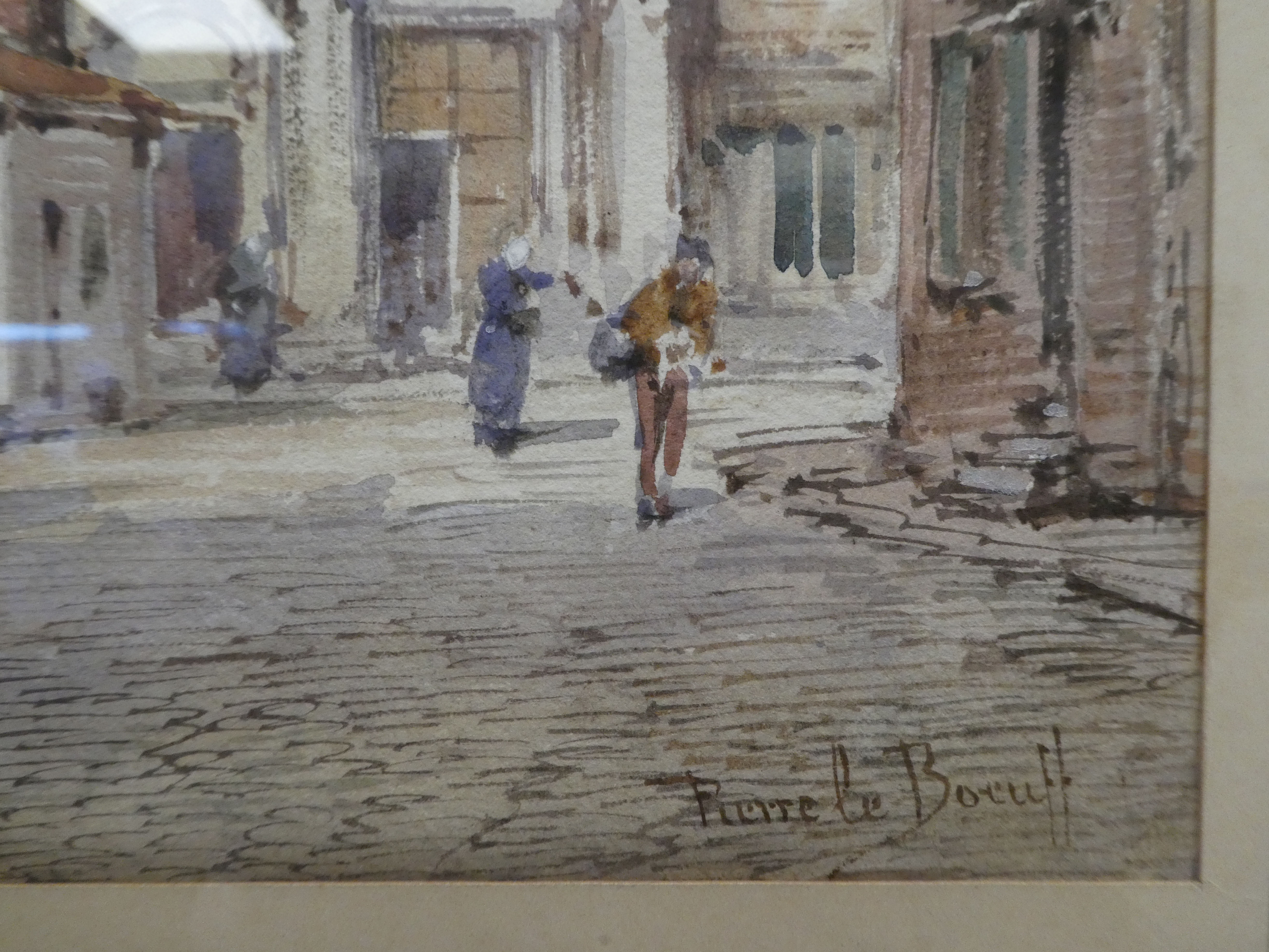 Pierre le Boeuff - two European street scenes  watercolours  bears signatures  10" x 14"  both - Image 3 of 7