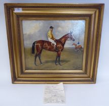 Alfred Wheeler - 'Flying Fox' an equestrian study with a mounted jockey  oil on canvas  bears an
