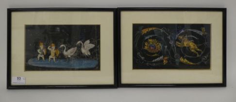 17th/18thC Italian School - a pair of classically inspired, allegorical scenes with pixies, exotic