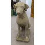 A composition stone terrace ornament, a dog  27"h overall