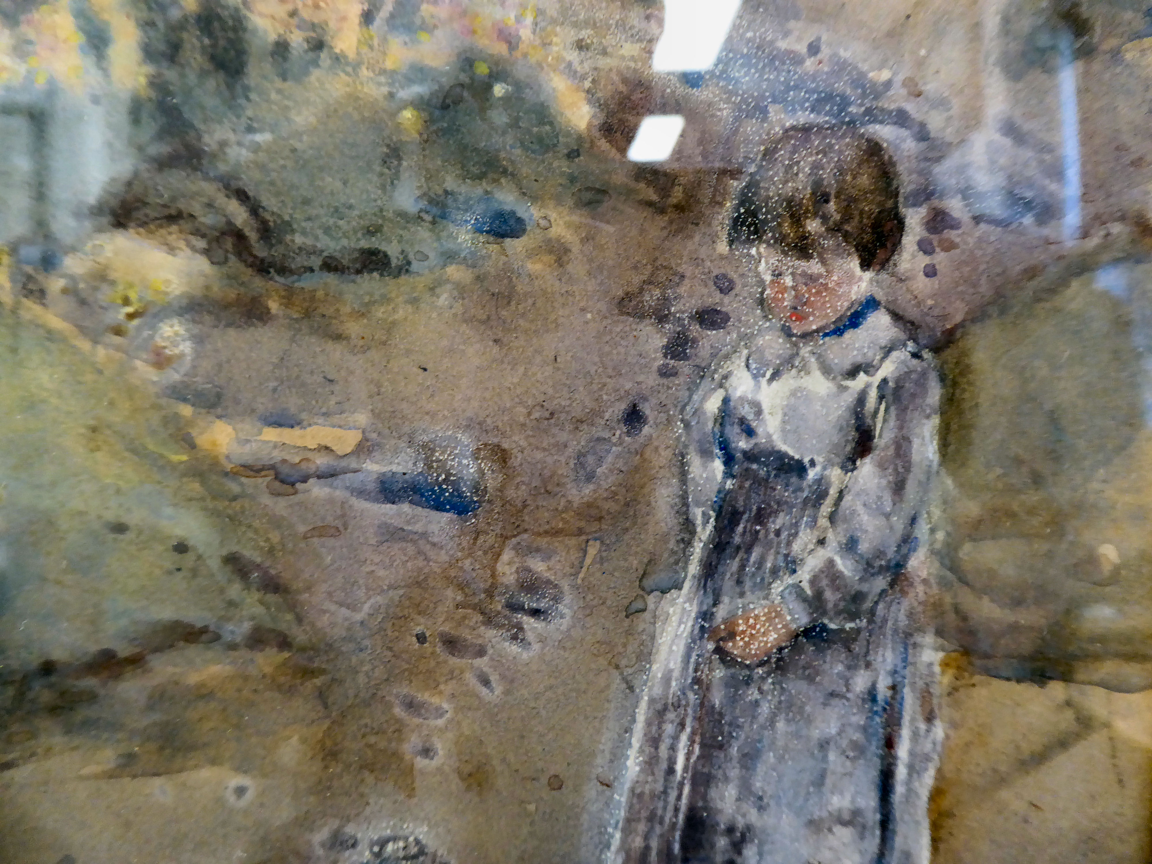 Hubert Coop - a girl with a toy cat outside a rural cottage  watercolour  bears a signature & - Image 3 of 5