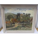 Stanley Grimm - a Sussex landscape  oil on board  bears a signature & text verso  19" x 22"  framed