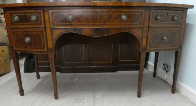 An early 20thC George III design ebony and string inlaid crossbanded mahogany bow front serving