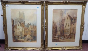 W Allen - 'Liege' and 'Amiens'  watercolour  bearing signatures  14" x 19"  both framed