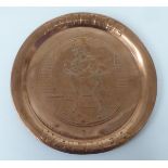 A John Walker & Sons 'Johnnie Walker' promotional copper tray  bears an impressed image of the