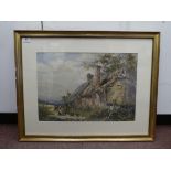 Albert Stevens - 'Feeding Poultry'  watercolour  bears a signature & label verso  14" x 19"  framed