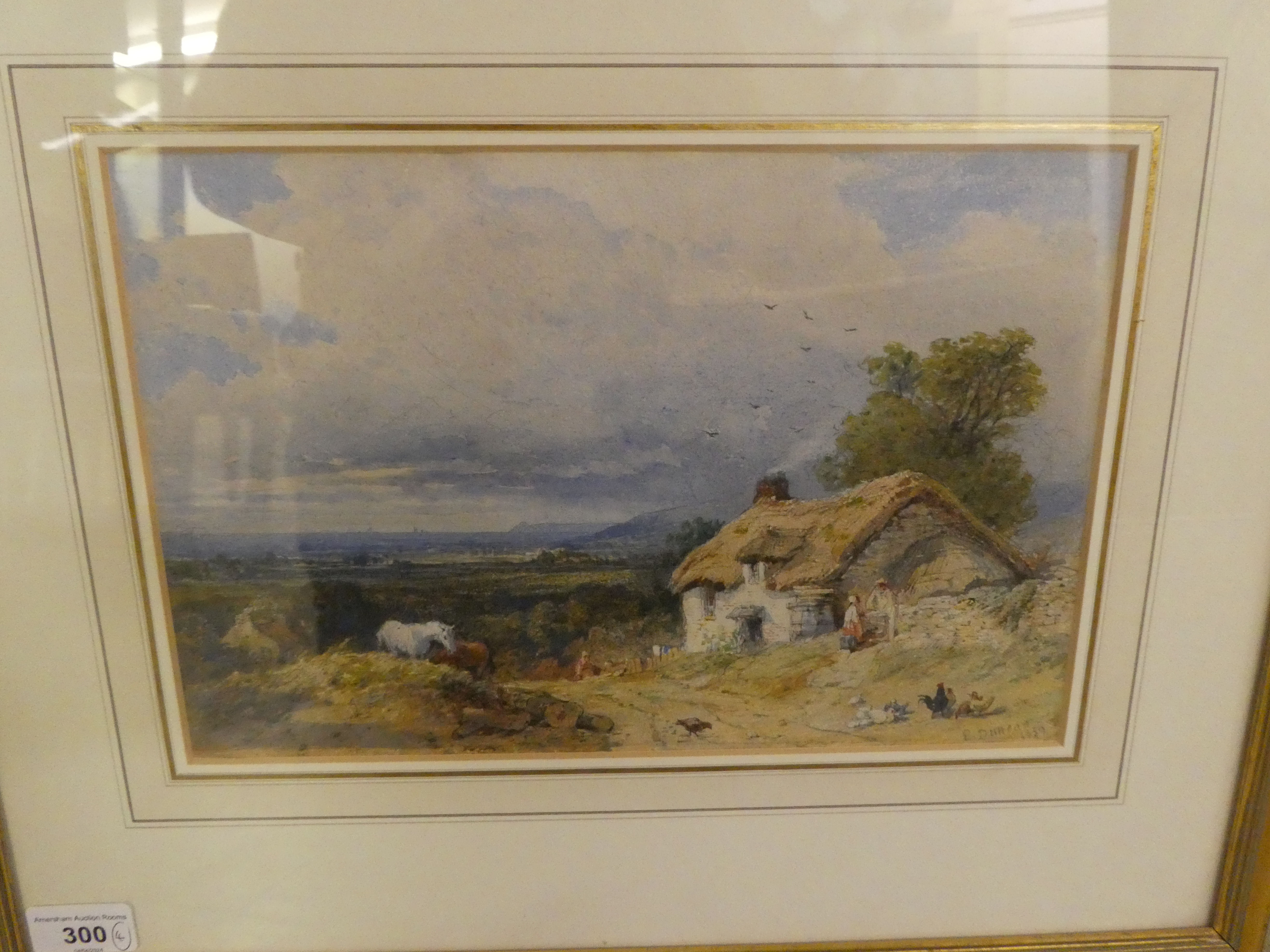 Four framed watercolours: to include E.Duncan - a hillside view  bears a signature & dated 1859 - Image 2 of 8