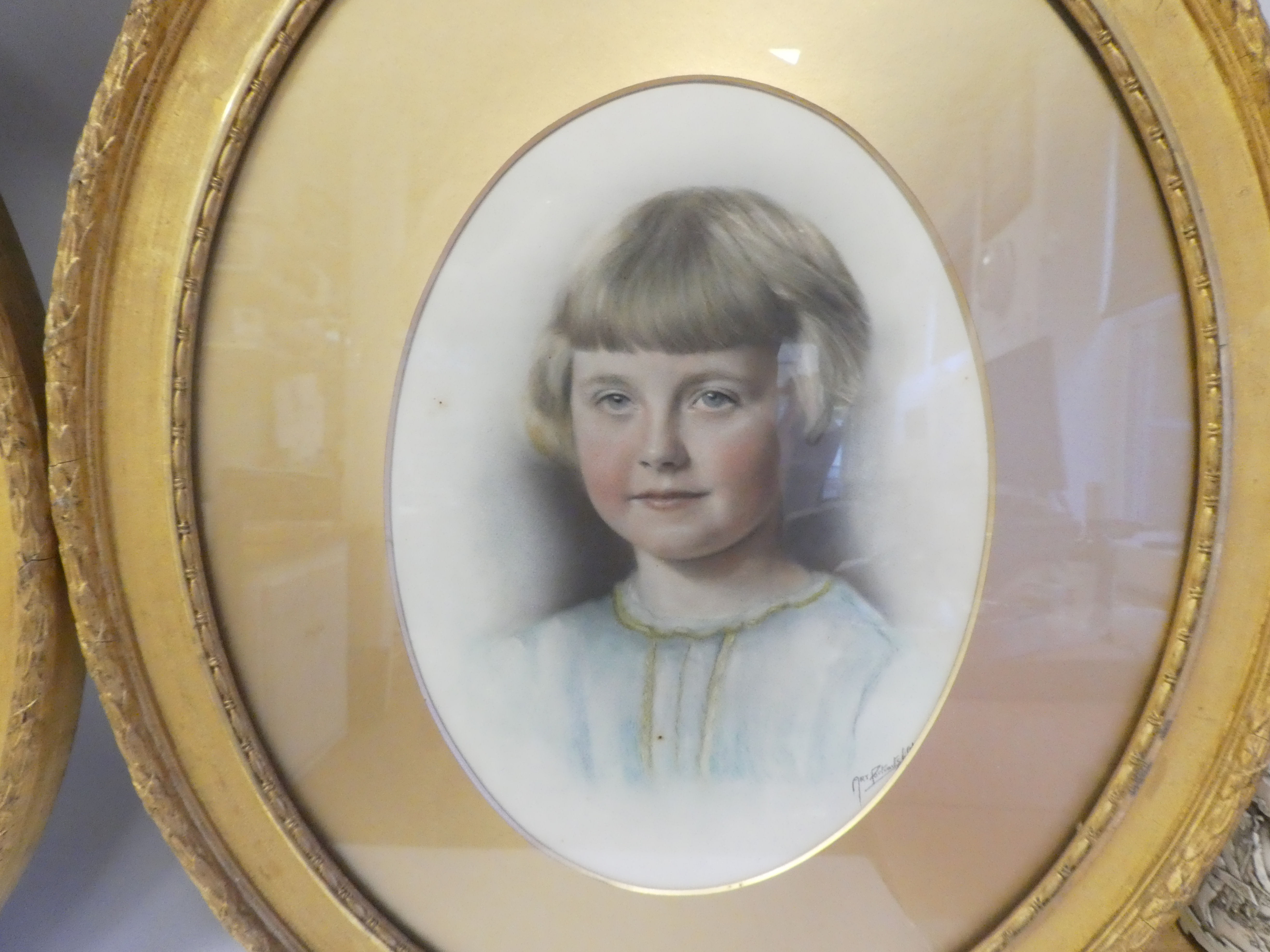 Two framed Art Portrait Ltd head and shoulders portraits, a brother and sister  watercolours  13" - Image 5 of 7