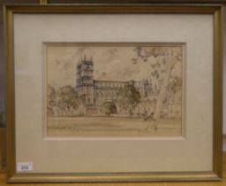 Dorothy Hutton - 'Westminster Abbey'  pen & ink  bears a signature & dated 1958  9" x 13"  framed