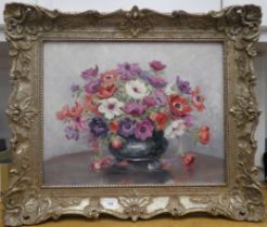 * Boden - a still life study, mixed flowers in a vase  oil on board  bears a signature  16" x 19"