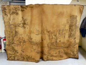 A Belgian tapestry depicting a country estate  95" x 65"