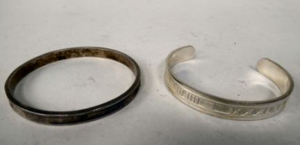 Two white metal bracelets, each stamped 925