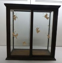 An early 20thC retailers, fully glazed, mahogany cased, counter top display cabinet with two plate