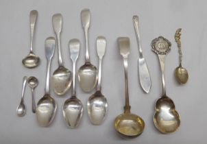 Silver flatware, mainly teaspoons  mixed marks