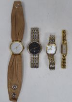 Four variously cased and strapped ladies wristwatches: to include a Bueche-Griod gold plated and