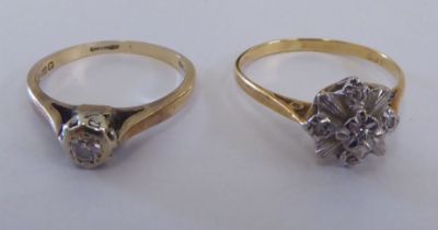 A 9ct and an 18ct gold diamond set ring