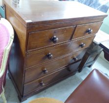 A late Victorian mahogany five drawer dressing chest, on a bracket plinth  41"h  40"w