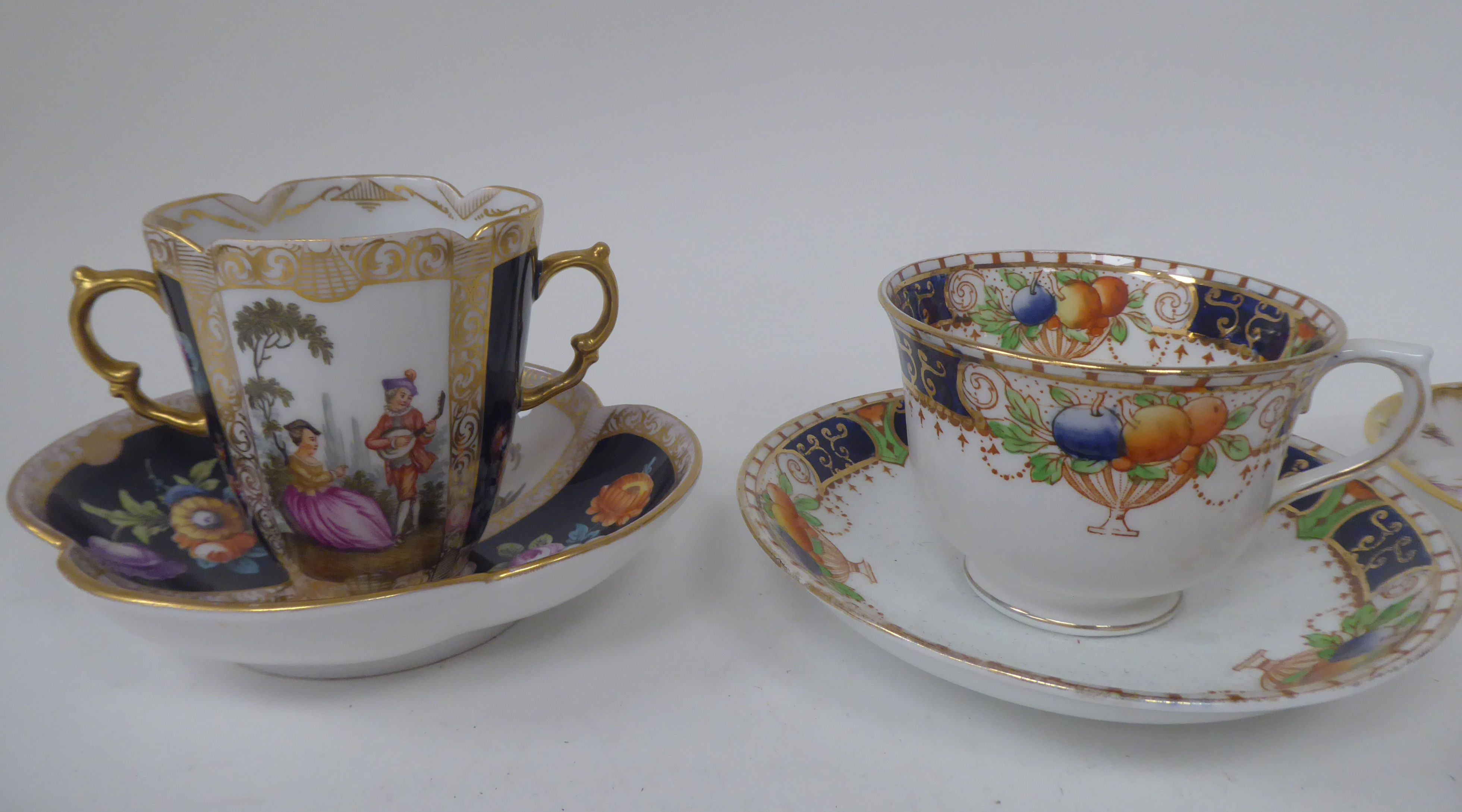 Eleven individual china cabinet cups and saucers: to include examples by Royal Worcester and - Image 8 of 10