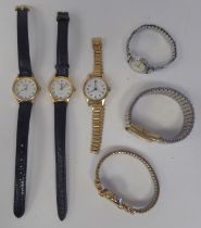 Six variously cased and strapped ladies wristwatches