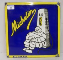 A blue, yellow, black and white steel enamel Michelin sign  12"sq