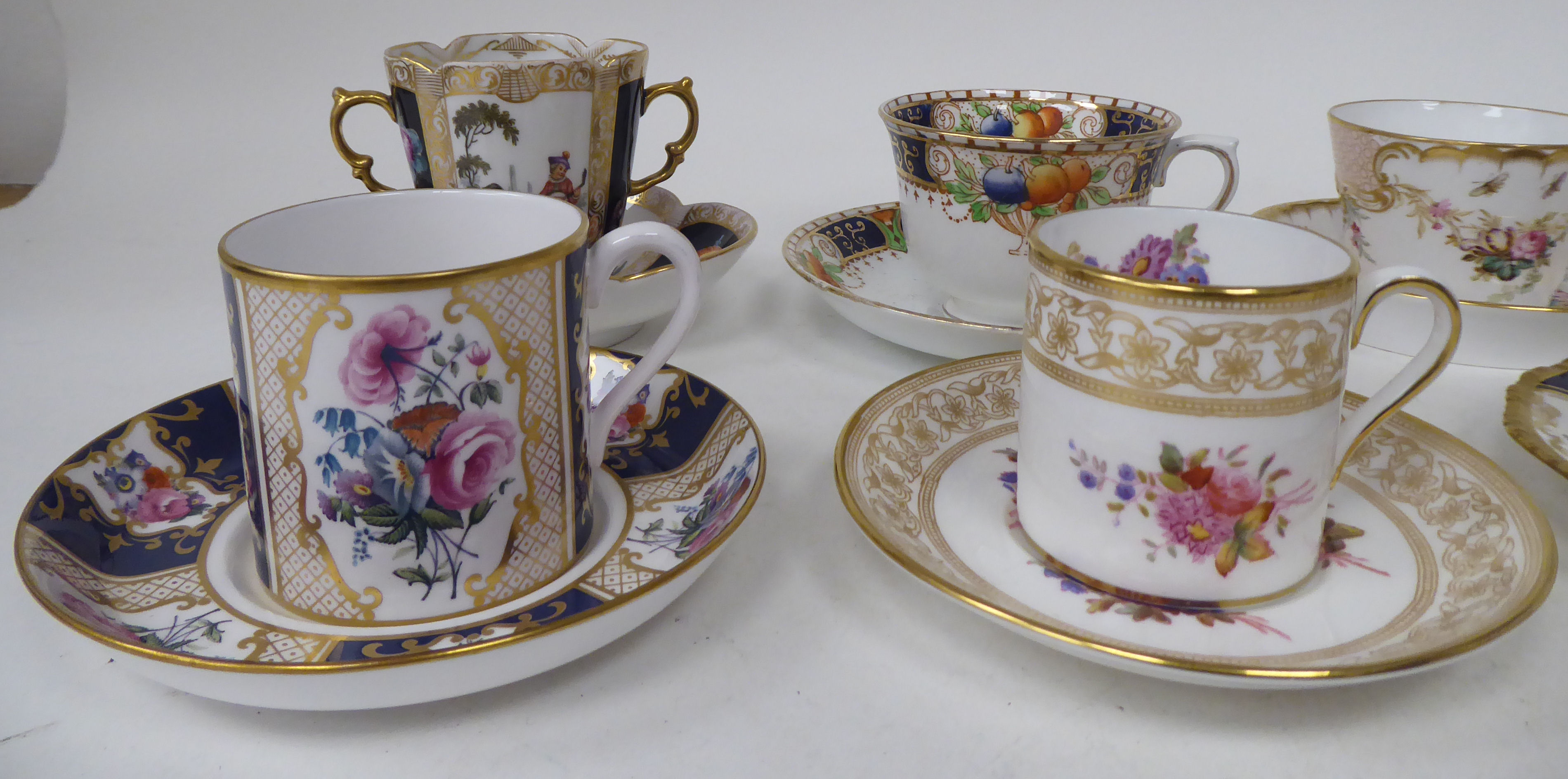 Eleven individual china cabinet cups and saucers: to include examples by Royal Worcester and - Image 4 of 10