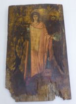A reproduction of an 18thC study of an archangel  oil on panel  29" x 17"