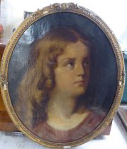 19thC British School - a head and shoulders portrait, a young man  oil on canvas  17" x 14"  framed