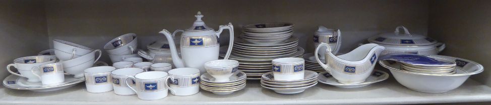 Coalport bone china Palladian pattern tableware: to include a coffee set, plates and sauce boats