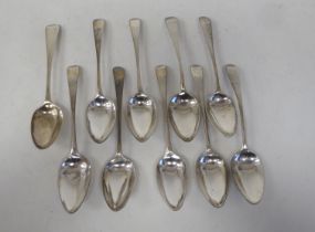 A set of ten George IV silver Old English pattern teaspoons  London 1832