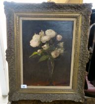 Early/mid 20thC British School - flowers in a vase  oil on canvas  15" x 11"  framed