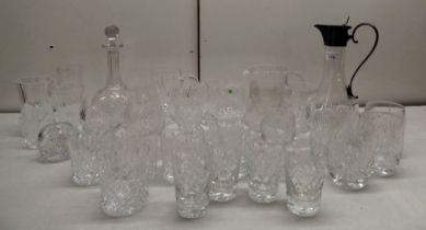 Glassware: to include a claret jug with a silver plated collar and lid