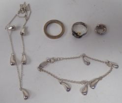 White metal jewellery: to include rings and bracelets  stamped 925