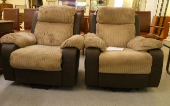 A pair of Habitat R R Chair Bradley electrically adjustable recliner armchairs, upholstered in