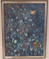 Alice Danciger - an abstract study of a crowd  oil on board  bears a signature  9" x 12"  framed