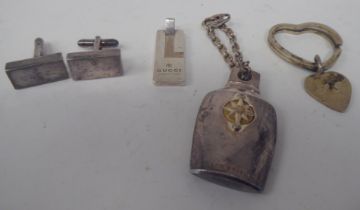 White metal items of personal ornament: to include cufflinks and a pendant  stamped 925