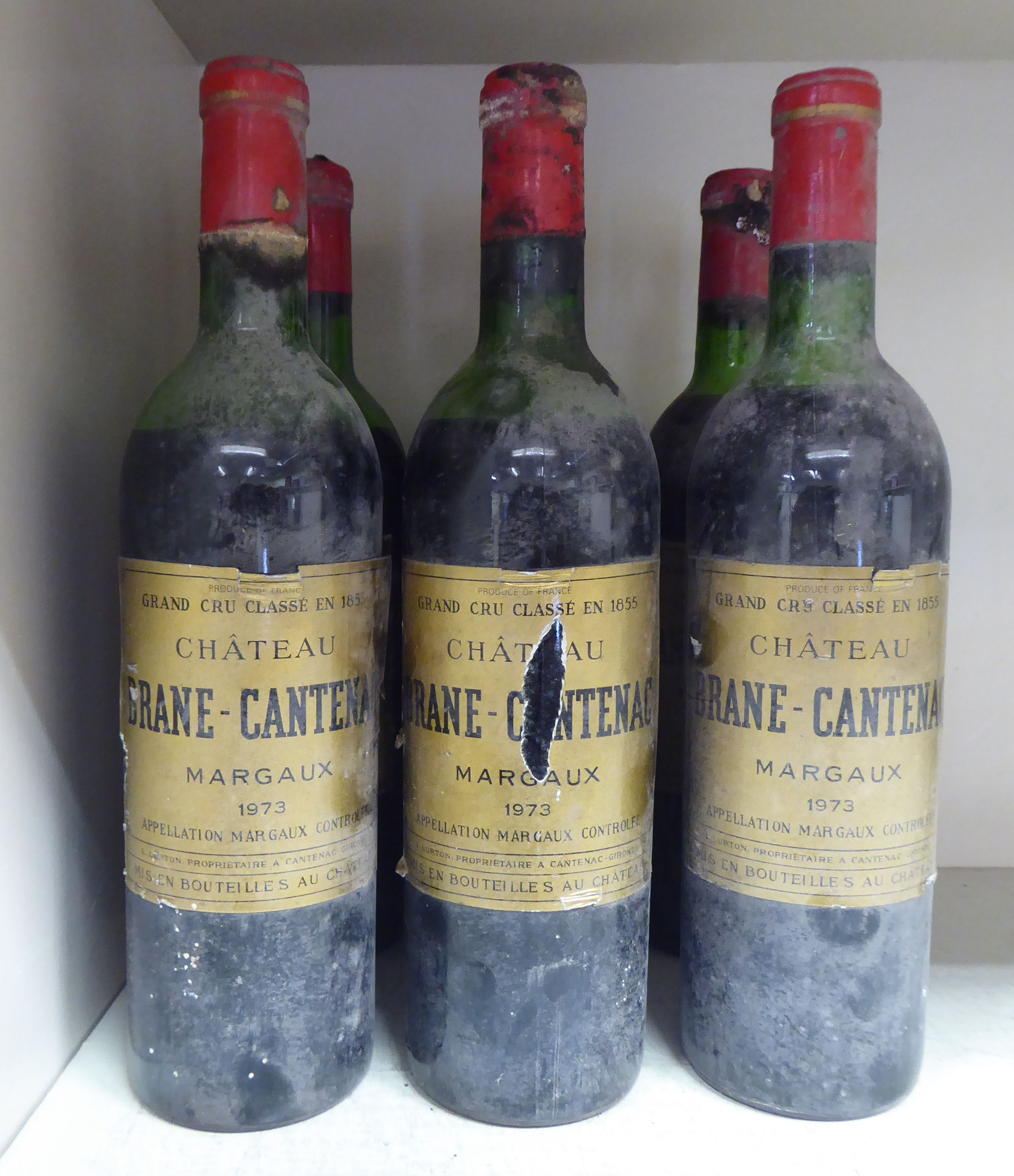 Six bottles of 1973 Chateu Brane-Cantenac Margaux