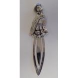 A silver coloured metal novelty Jemmima Puddleduck page marker  stamped Sterling