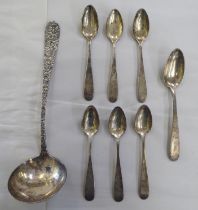 Sterling silver and white metal flatware: to include a Jenkins & Jenkins Inc ladle, the handle