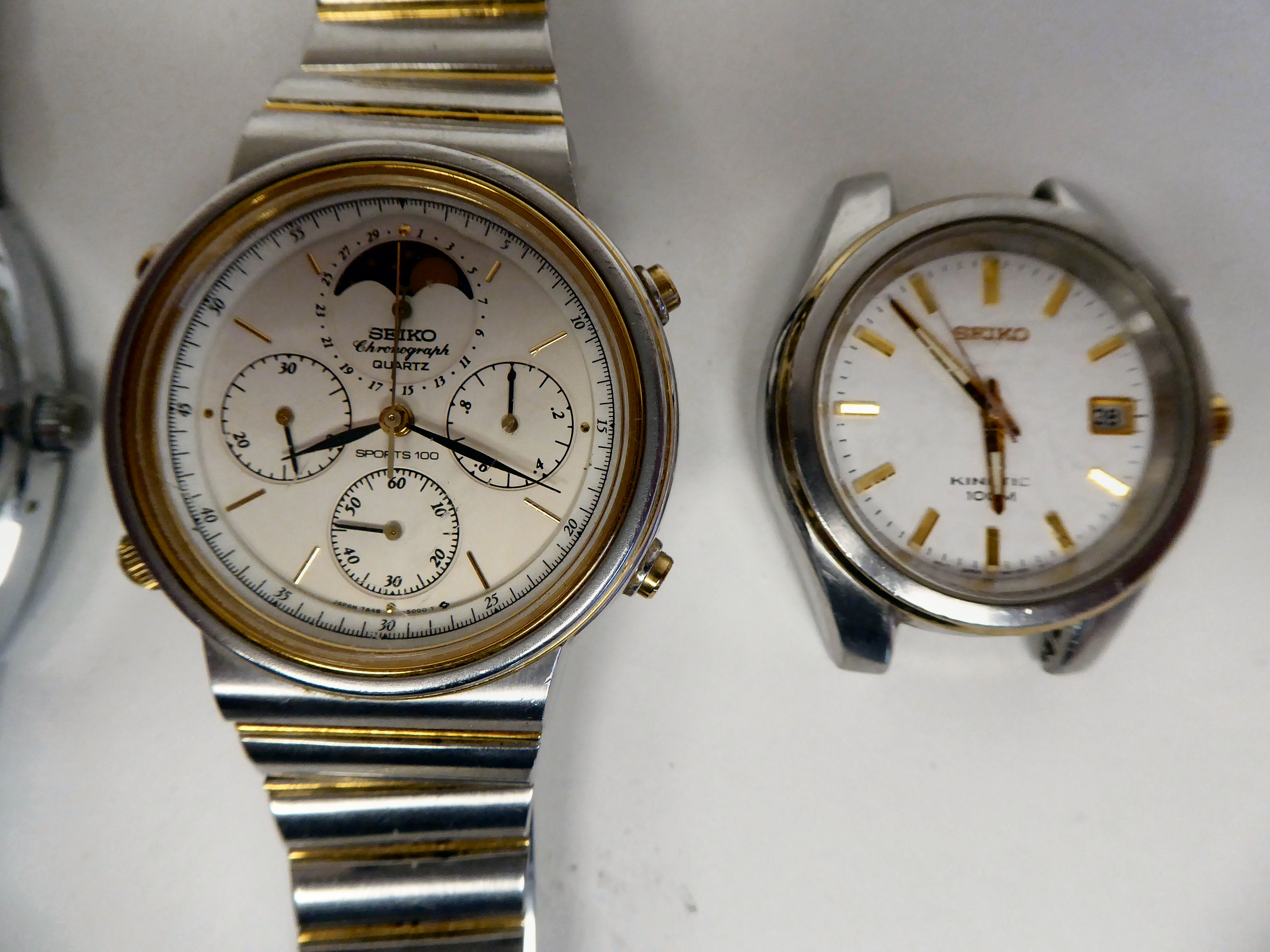 Four stainless steel cased and strapped wristwatches; and another unstrapped - Image 3 of 3