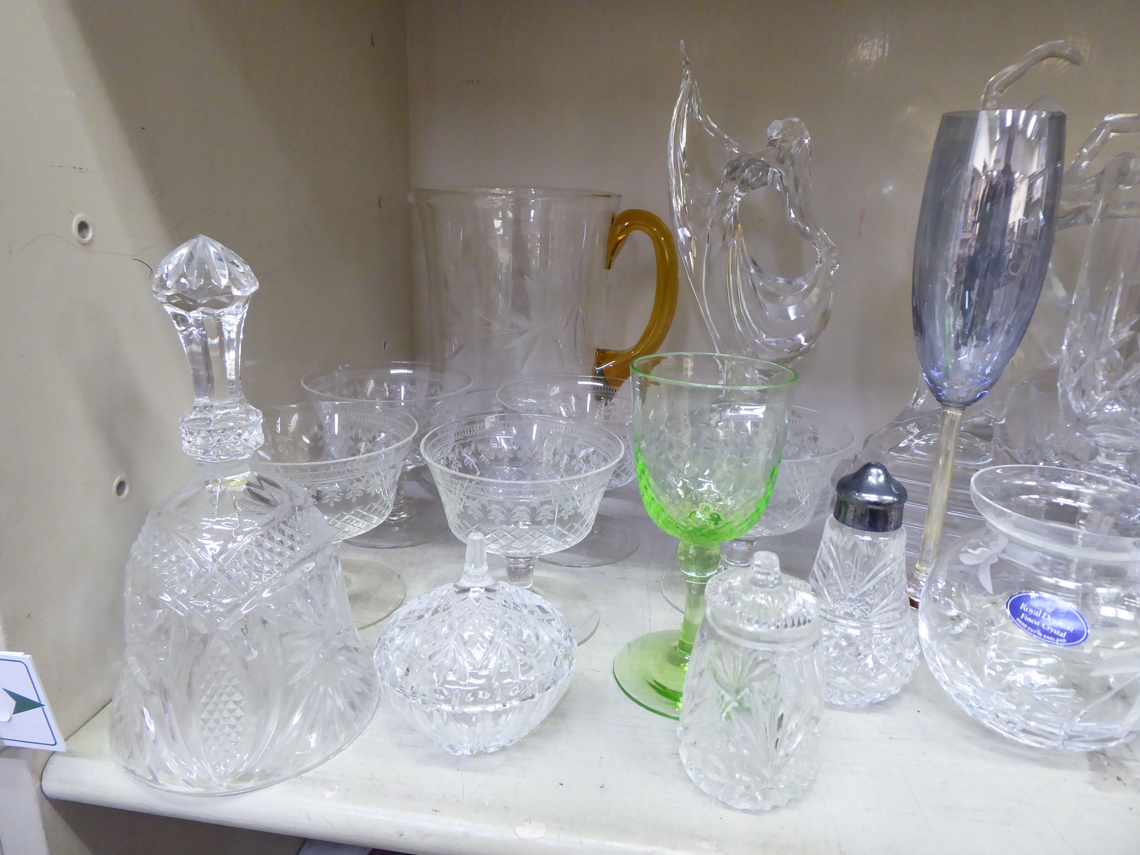 Glassware: to include a Murano clown  7"h; and pedestal wines - Image 2 of 3