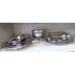 Silver plated and other metalware: to include a salver  12"dia; and a covered serving bowl  7"dia