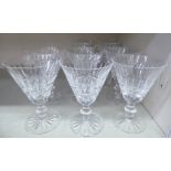 A set of ten Waterford crystal conical pedestal wine glasses  5.5"h